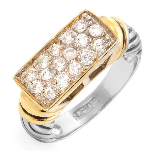 ELEGANT 1CT CZ RING SOLID 14K/925 SILVER-sz7